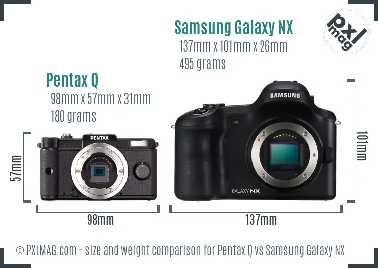 Pentax Q vs Samsung Galaxy NX size comparison