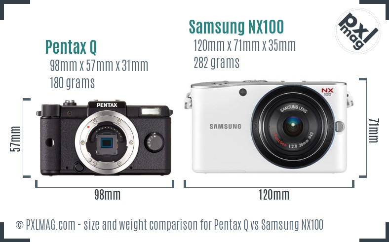 Pentax Q vs Samsung NX100 size comparison Pentax Q vs Samsung NX100 size comparison