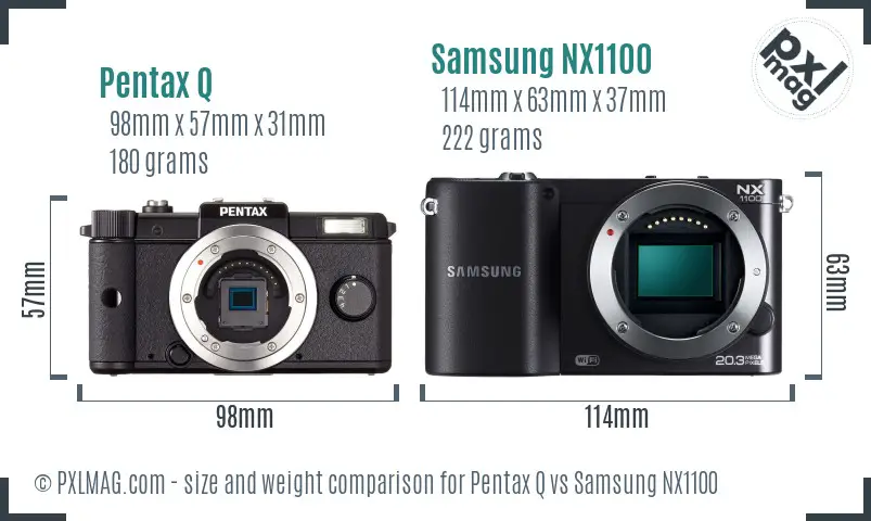 Pentax Q vs Samsung NX1100 size comparison