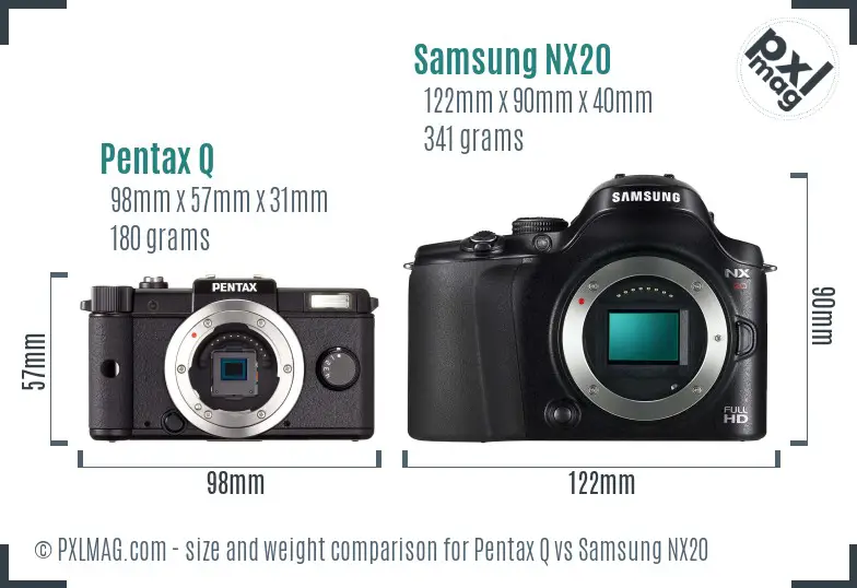 Pentax Q vs Samsung NX20 size comparison