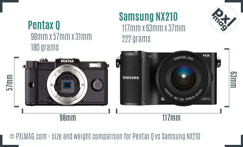 Pentax Q vs Samsung NX210 size comparison