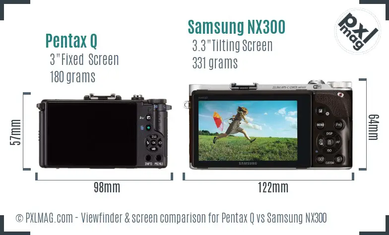 Pentax Q vs Samsung NX300 Screen and Viewfinder comparison