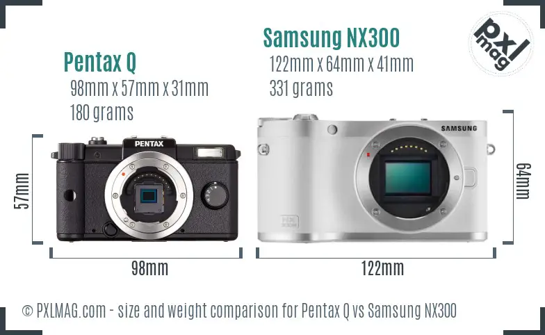 Pentax Q vs Samsung NX300 size comparison