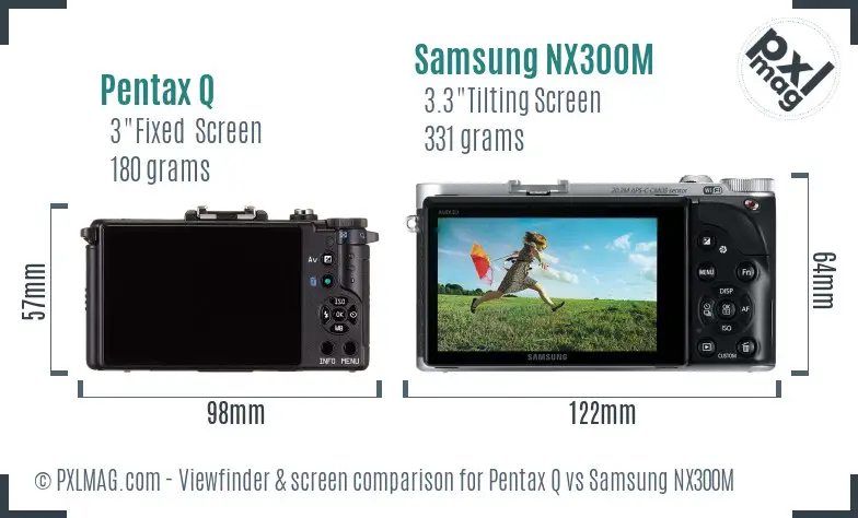 Pentax Q vs Samsung NX300M Screen and Viewfinder comparison