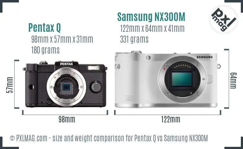 Pentax Q vs Samsung NX300M size comparison