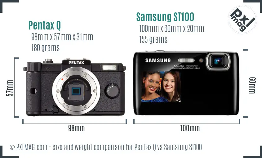Pentax Q vs Samsung ST100 size comparison