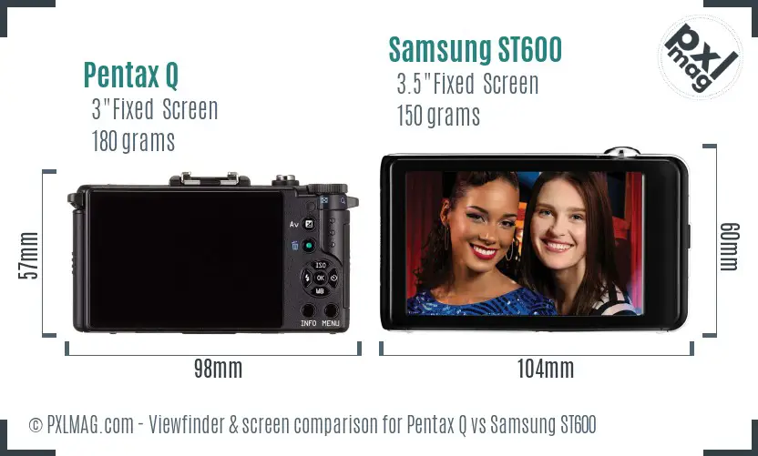Pentax Q vs Samsung ST600 Screen and Viewfinder comparison