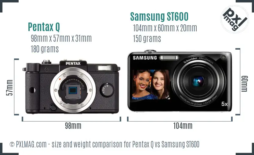 Pentax Q vs Samsung ST600 size comparison