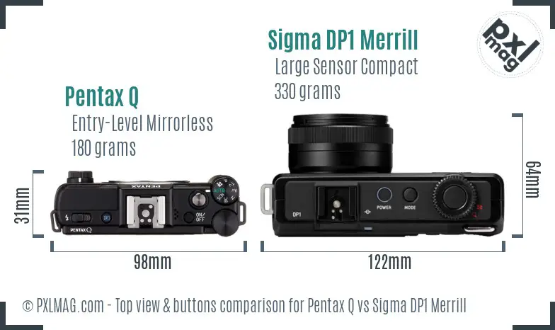 Pentax Q vs Sigma DP1 Merrill top view buttons comparison