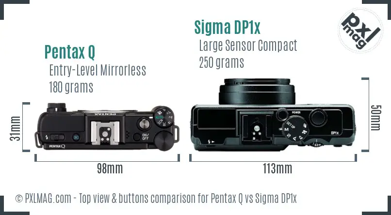 Pentax Q vs Sigma DP1x top view buttons comparison