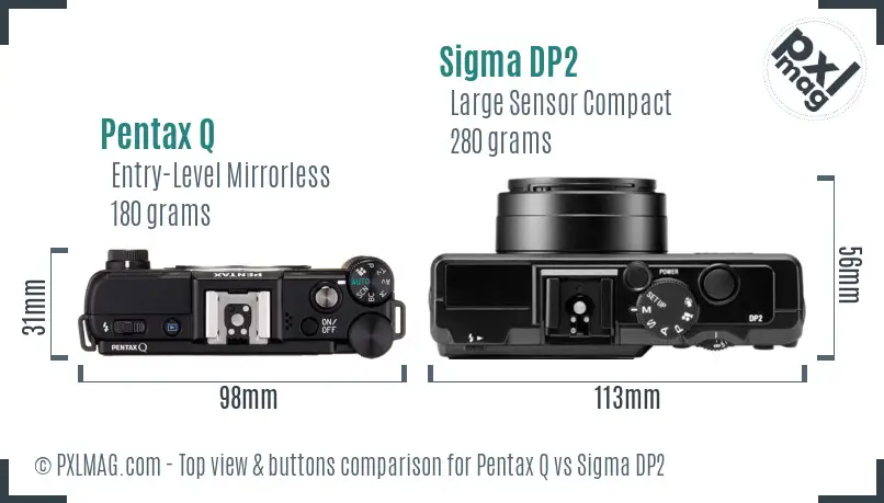 Pentax Q vs Sigma DP2 top view buttons comparison