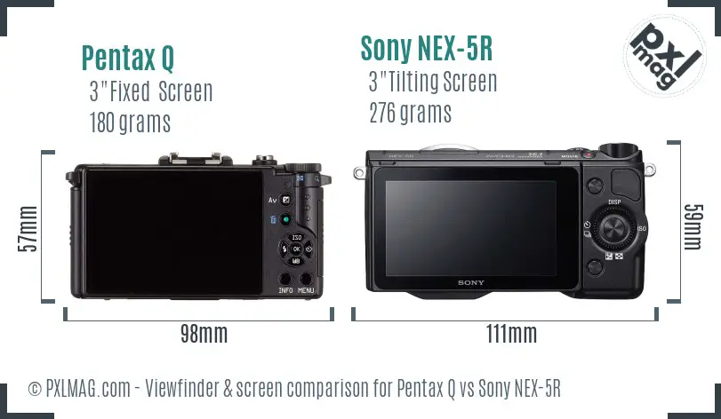 Pentax Q vs Sony NEX-5R Screen and Viewfinder comparison