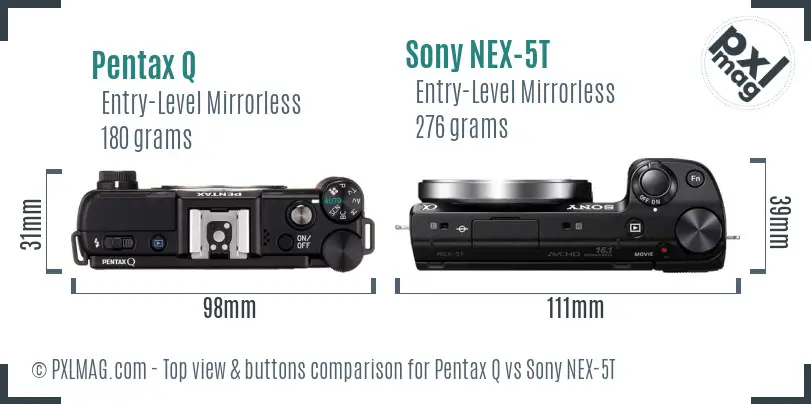 Pentax Q vs Sony NEX-5T top view buttons comparison