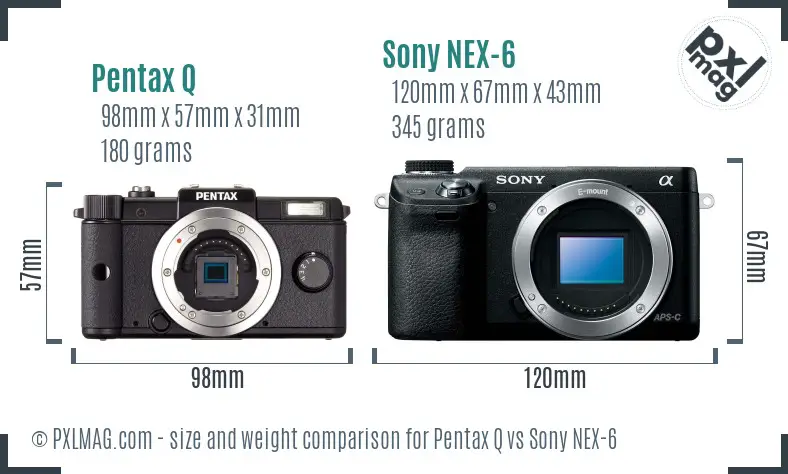 Pentax Q vs Sony NEX-6 size comparison