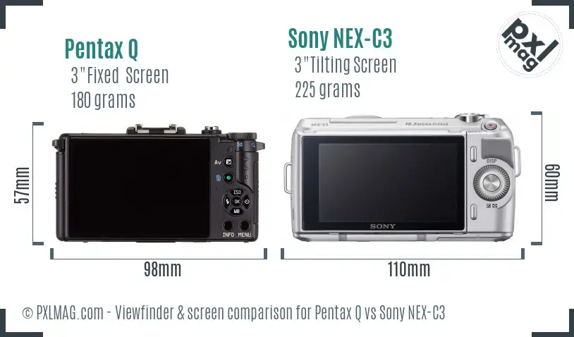 Pentax Q vs Sony NEX-C3 Screen and Viewfinder comparison Pentax Q vs Sony NEX-C3 Screen and Viewfinder comparison
