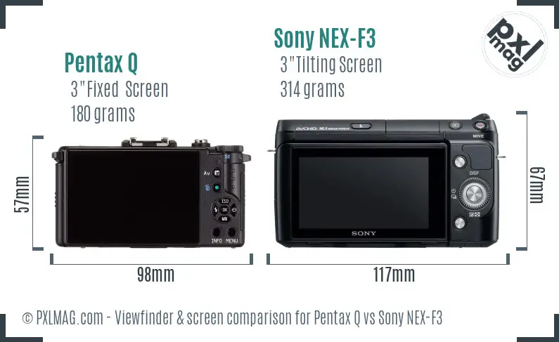 Pentax Q vs Sony NEX-F3 Screen and Viewfinder comparison