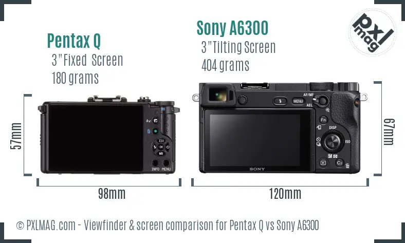 Pentax Q vs Sony A6300 Screen and Viewfinder comparison