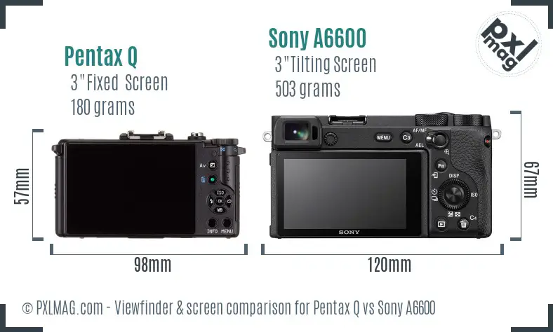 Pentax Q vs Sony A6600 Screen and Viewfinder comparison