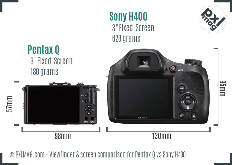 Pentax Q vs Sony H400 Screen and Viewfinder comparison