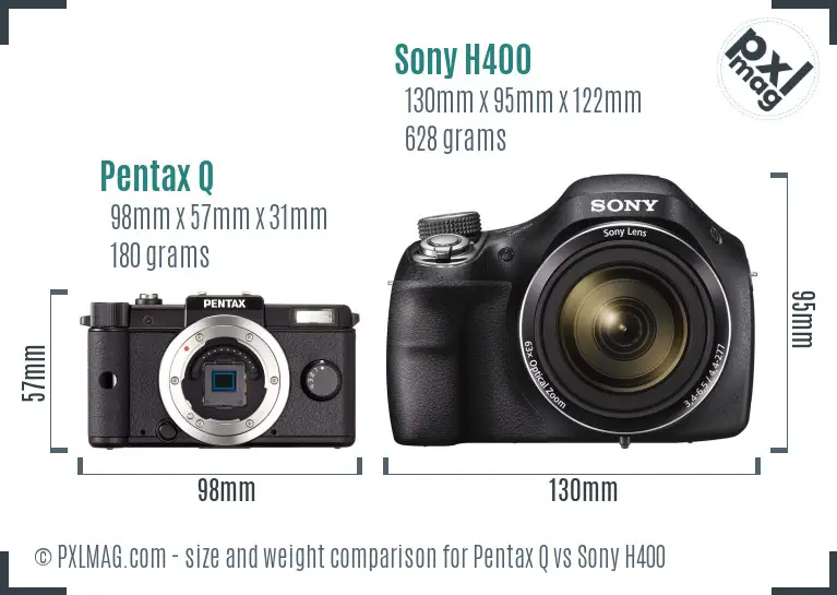 Pentax Q vs Sony H400 size comparison Pentax Q vs Sony H400 size comparison