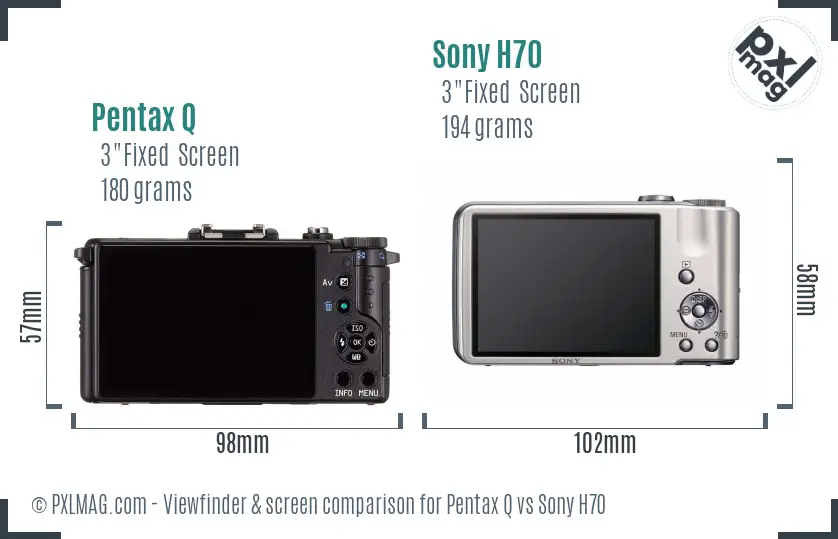 Pentax Q vs Sony H70 Screen and Viewfinder comparison