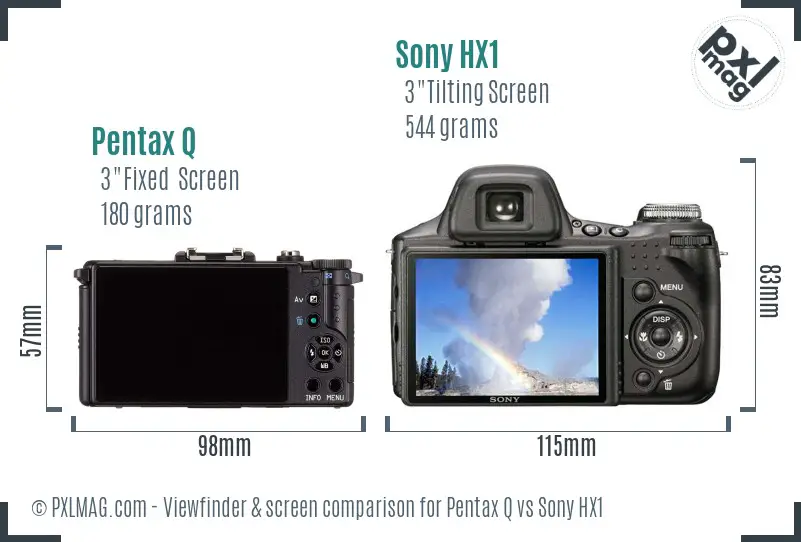 Pentax Q vs Sony HX1 Screen and Viewfinder comparison