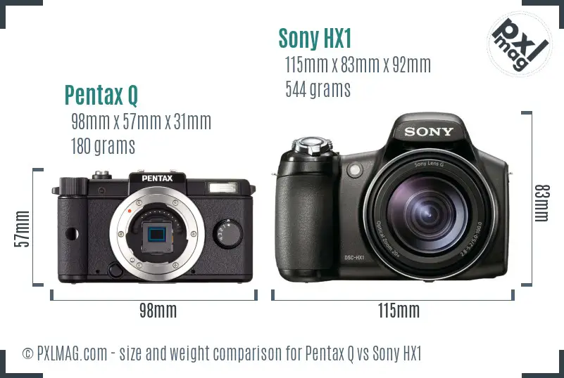 Pentax Q vs Sony HX1 size comparison