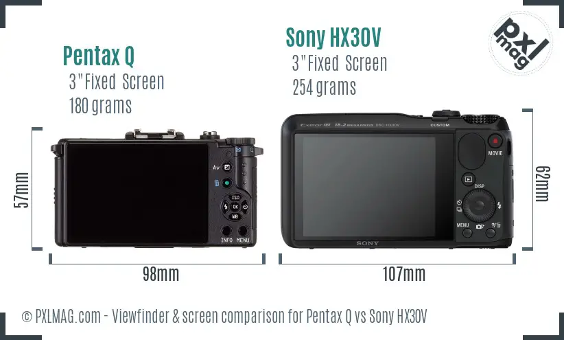 Pentax Q vs Sony HX30V Screen and Viewfinder comparison Pentax Q vs Sony HX30V Screen and Viewfinder comparison