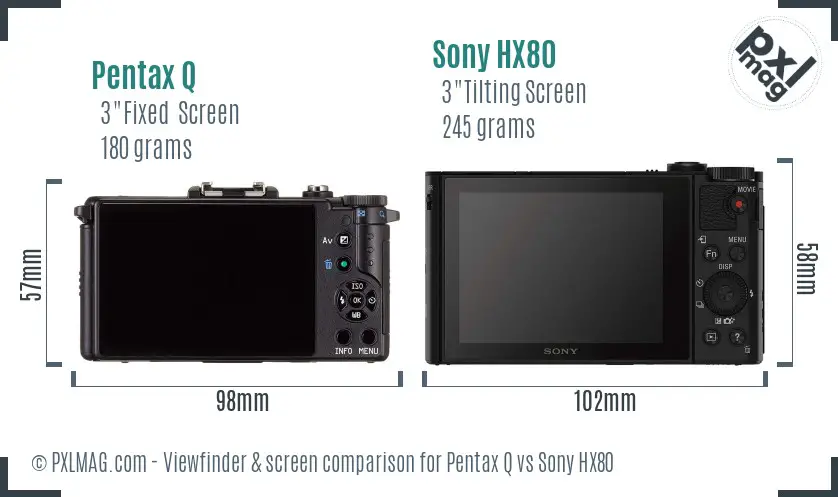 Pentax Q vs Sony HX80 Screen and Viewfinder comparison
