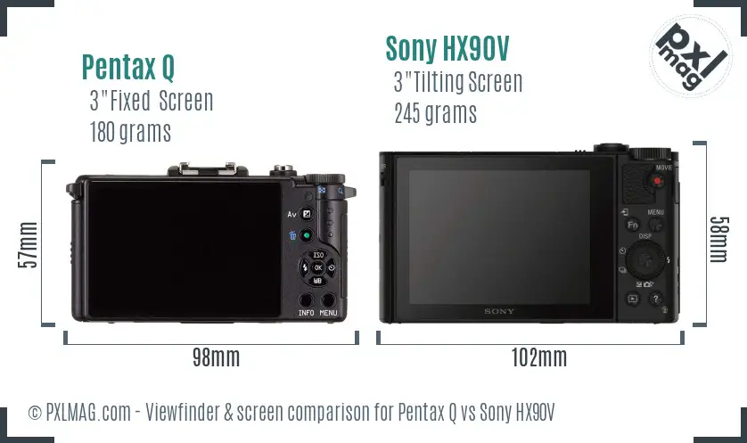 Pentax Q vs Sony HX90V Screen and Viewfinder comparison