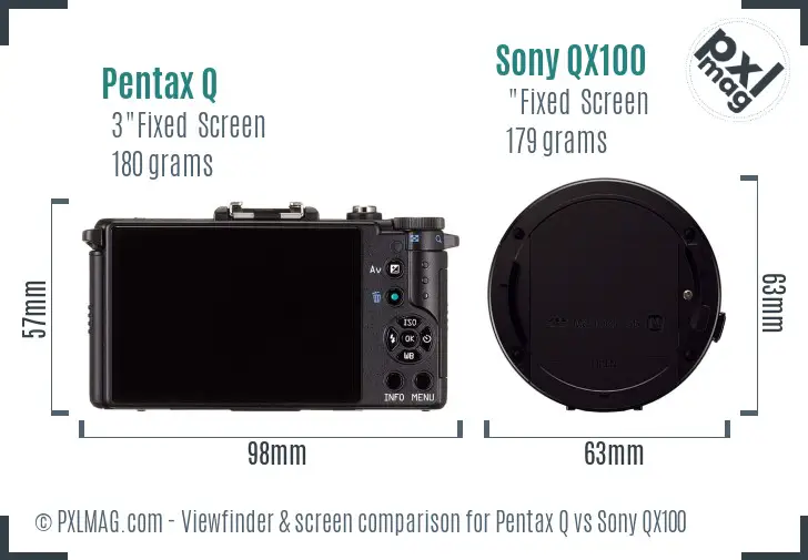Pentax Q vs Sony QX100 Screen and Viewfinder comparison