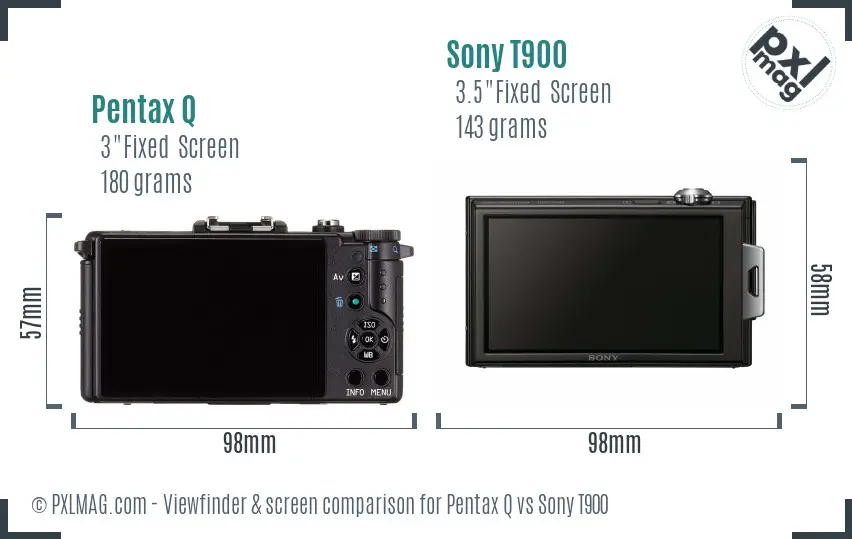 Pentax Q vs Sony T900 Screen and Viewfinder comparison