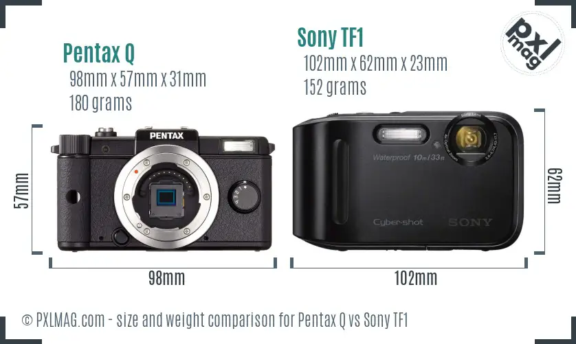 Pentax Q vs Sony TF1 size comparison