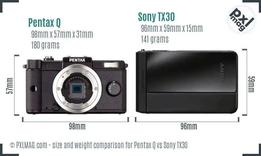Pentax Q vs Sony TX30 size comparison Pentax Q vs Sony TX30 size comparison