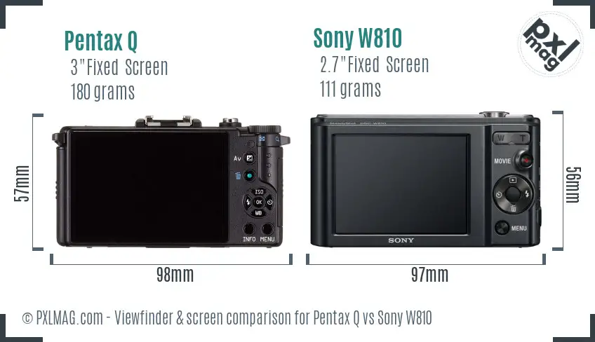 Pentax Q vs Sony W810 Screen and Viewfinder comparison Pentax Q vs Sony W810 Screen and Viewfinder comparison