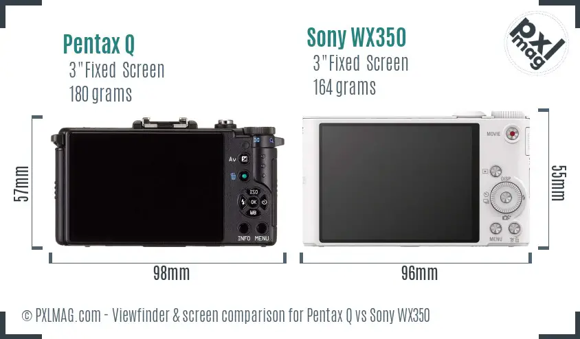 Pentax Q vs Sony WX350 Screen and Viewfinder comparison Pentax Q vs Sony WX350 Screen and Viewfinder comparison