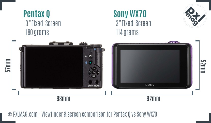 Pentax Q vs Sony WX70 Screen and Viewfinder comparison