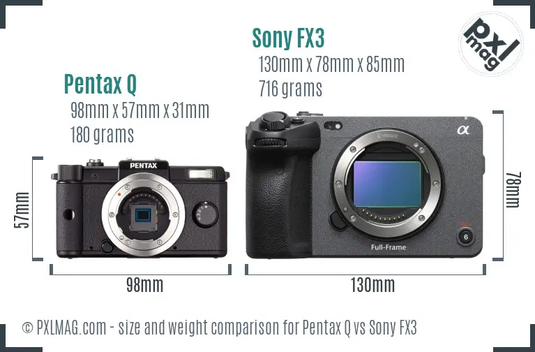 Pentax Q vs Sony FX3 size comparison Pentax Q vs Sony FX3 size comparison