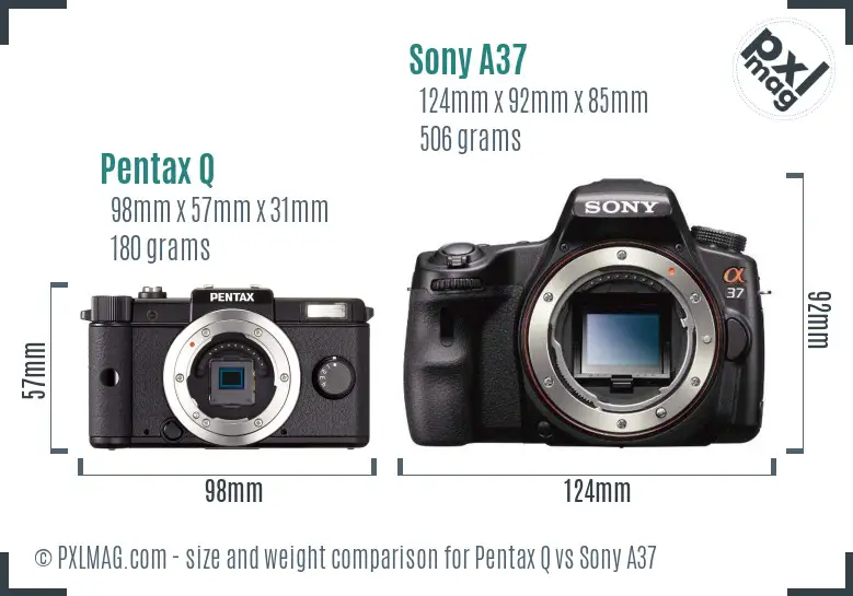 Pentax Q vs Sony A37 size comparison