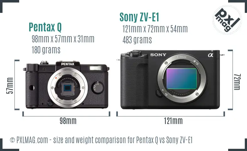 Pentax Q vs Sony ZV-E1 size comparison