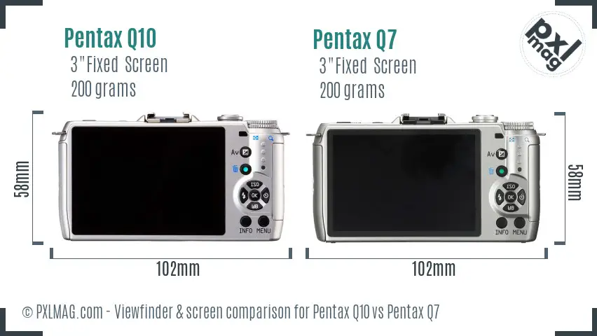 Pentax Q10 vs Pentax Q7 Screen and Viewfinder comparison