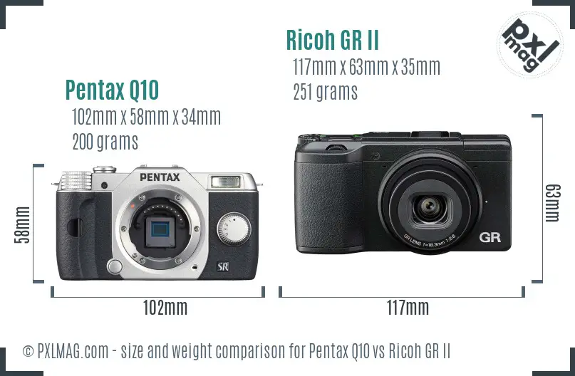 Pentax Q10 vs Ricoh GR II size comparison Pentax Q10 vs Ricoh GR II size comparison
