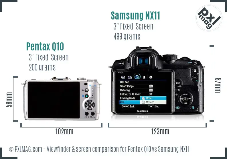 Pentax Q10 vs Samsung NX11 Screen and Viewfinder comparison Pentax Q10 vs Samsung NX11 Screen and Viewfinder comparison