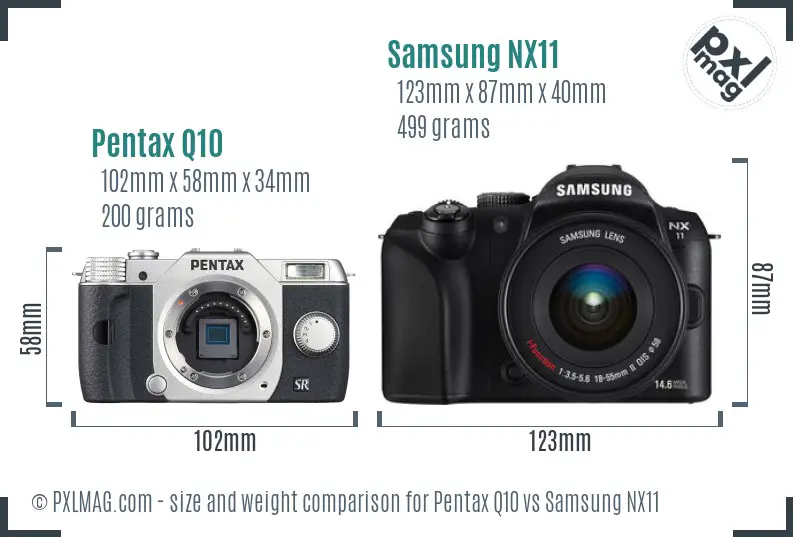 Pentax Q10 vs Samsung NX11 size comparison Pentax Q10 vs Samsung NX11 size comparison