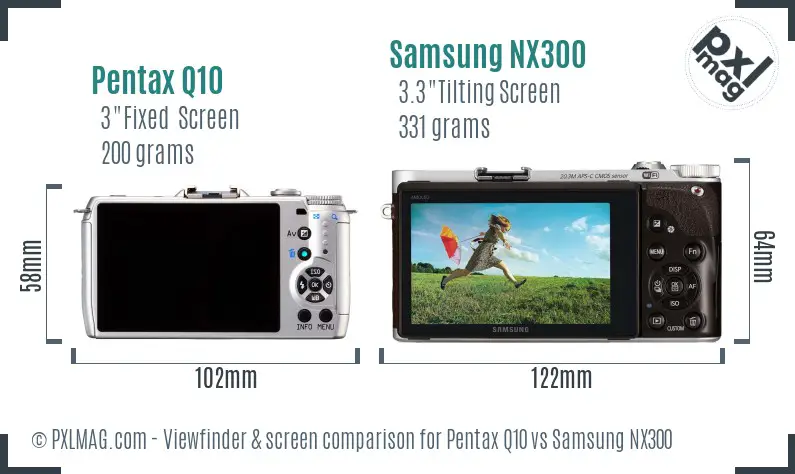 Pentax Q10 vs Samsung NX300 Screen and Viewfinder comparison