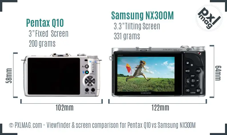 Pentax Q10 vs Samsung NX300M Screen and Viewfinder comparison