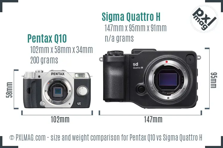 Pentax Q10 vs Sigma Quattro H size comparison