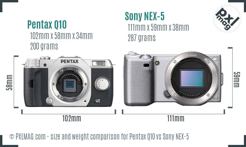 Pentax Q10 vs Sony NEX-5 size comparison Pentax Q10 vs Sony NEX-5 size comparison