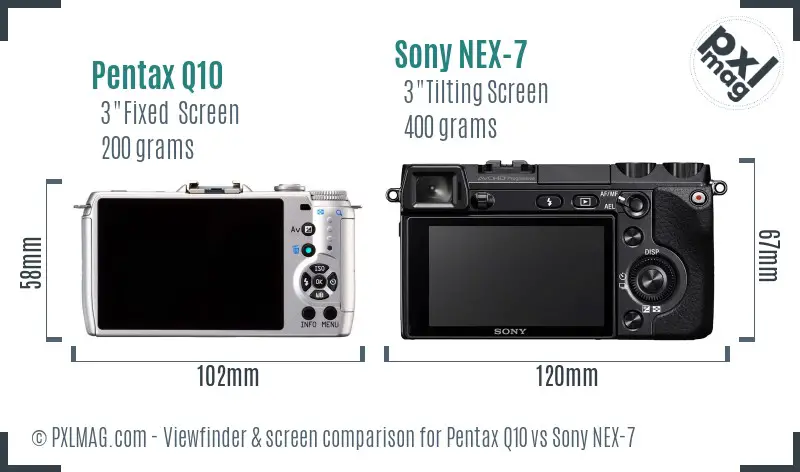 Pentax Q10 vs Sony NEX-7 Screen and Viewfinder comparison
