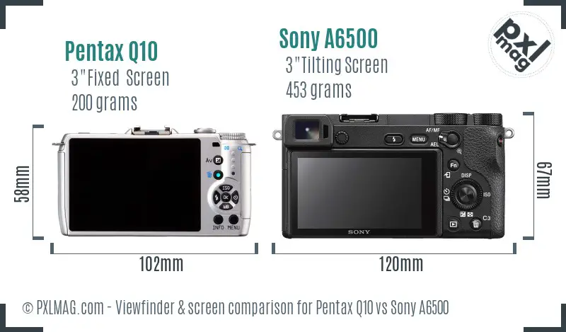 Pentax Q10 vs Sony A6500 Screen and Viewfinder comparison Pentax Q10 vs Sony A6500 Screen and Viewfinder comparison